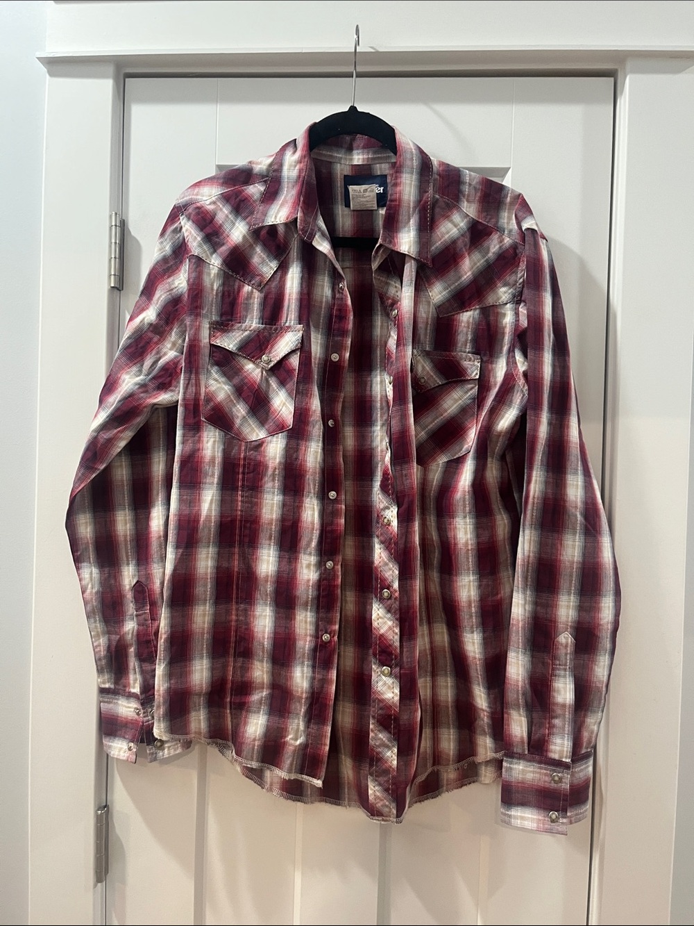 Vintage Western Plaid Wrangler Medium Pearl Snap Button Down Festival Concert - Picture 2 of 13